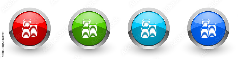 Aufkleber money silver metallic glossy icons, business and finance concept set of modern design buttons for we