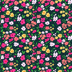 Fototapeta na wymiar Elegant floral pattern in small multi colored flower. Liberty style. Floral seamless background for fashion prints. Ditsy print. Seamless vector texture. Spring bouquet.