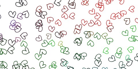 Light Multicolor vector background with hearts.