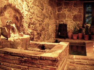 A fountain in a house in Beceite. Teruel. Aragon. Spain
