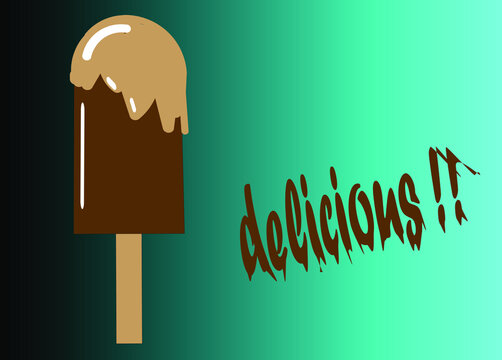 Vector image of an ice cream decorated with chocolate. Food and illustration.