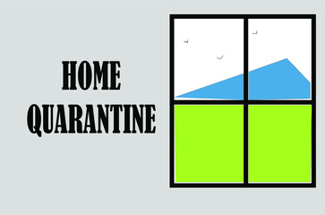 Vector image of a window to represent home quarantine during lock down period.