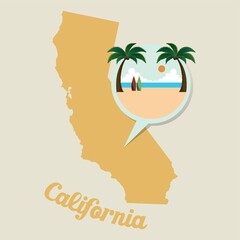 California map with beach icon