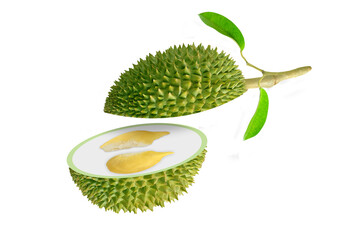 King of fruit (Durian) halved with clipping path