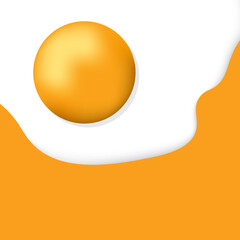 Fried egg on yellow background, abstract pattern, vector illustration.
