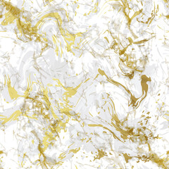 Realistic marble gold and white texture seamless background. Abstract golden glitter marbling seamless pattern for fabric, tile, interior design or gift wrapping . Vector illustration.