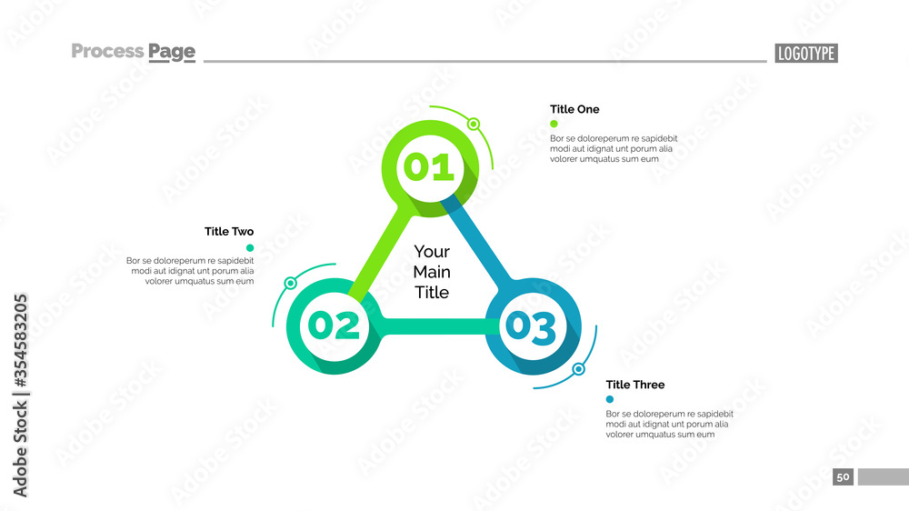 Poster cycle flowchart with three elements. step diagram, option chart, layout. creative concept for infogr