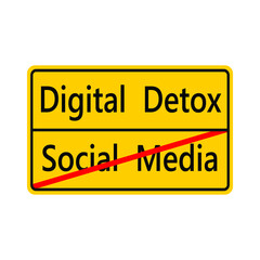 Digital detox yellow sticker for people who want to spend time away from technology.No social media.Vector illustration