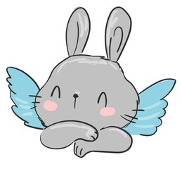 Bunny vector. Fresco Angels rabbit with wings illustration. Magic. Children's print and poster. Print for pajamas vector