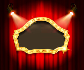 Theater sign on curtain