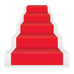 Staircase with red carpet. Red stairs Stage podium with 5 steps. Vector illustration isolated on white background eps10