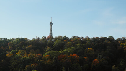 Fototapeta premium Prague Petrin Park in the fall. Autumn landscape.