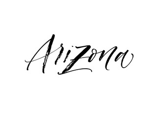 Hand drawn Arizona postcard. Hand drawn brush style modern calligraphy. Vector illustration of handwritten lettering. 