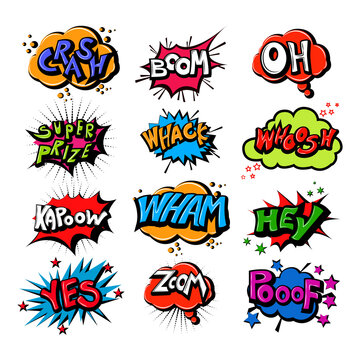 vector illustration of retro pop art comic style chat or speech bubble sound effect and expression