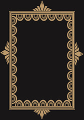 art Deco frame vector template / illustration. Isolated on a black background