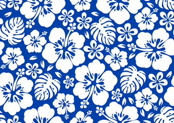 hibiscus hawaii seamless pattern, fashion background. © kirkchai