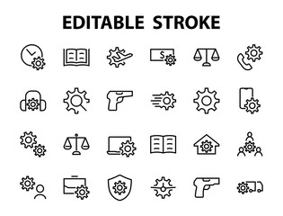 A simple set of settings and options related to Vector Line Icons. Contains icons such as set time, business, phone, and more. Editable Stroke.. 480x480