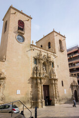 Fototapeta na wymiar front facade of the cathedral of alicatnefront facade of the cathedral of Alicante
