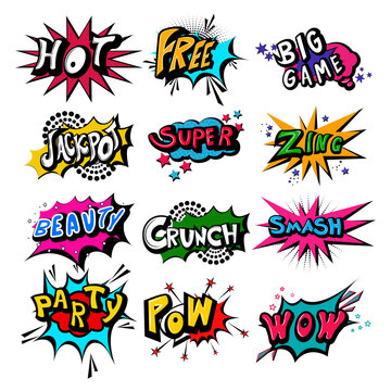 vector illustration of retro pop art comic style chat or speech bubble sound effect and expression