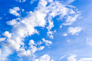 Beautiful blue sky above clouds on day noon light