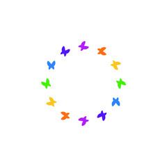 Colored butterflies in a circle, vector symbol, flat design, eps 10.