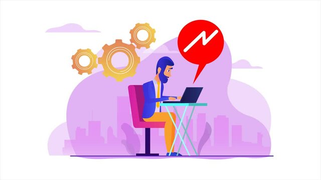 Business decrease reporting. Business graph statistics flat design. Business data analysis. Financial research report, market stats