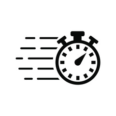 Fast delivery icon with timer. Fast stopwatch line icon. Fast delivery shipping service sign. Speed clock symbol urgency, deadline, time management, competition sign – stock vector