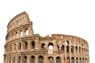Fotobehang Oud gebouw Colosseum, of Colosseum, geïsoleerd op een witte achtergrond. Symbool van Rome en Italië