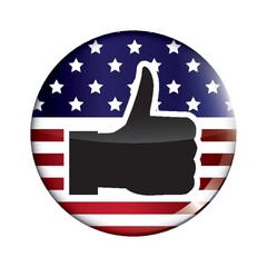 USA election badge with thumbs up