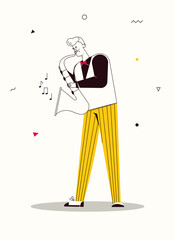 Vector character illustration of jazz band perform music