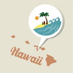 Naklejka premium Hawaii map with beach icon