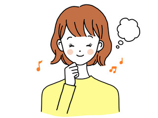 女性 笑顔 計画をたてる 吹き出し 音符