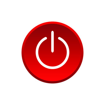 Power off or power off button icon modern button design red symbol isolated on white background. Vector EPS 10.