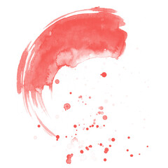 Living coral color. Watercolor background for textures. Abstract watercolor background. Ink stains on paper.