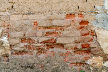 obsolete rash brick wall, background