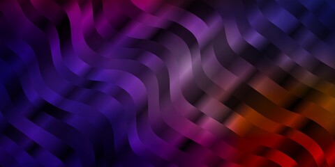 Dark Blue, Red vector background with bent lines. Bright illustration with gradient circular arcs. Pattern for websites, landing pages.