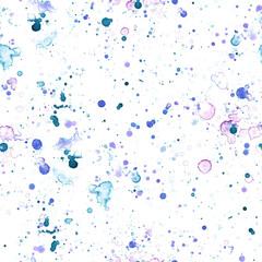 Pattern abstract paint spots on white background. Color watercolor stains and blots.
