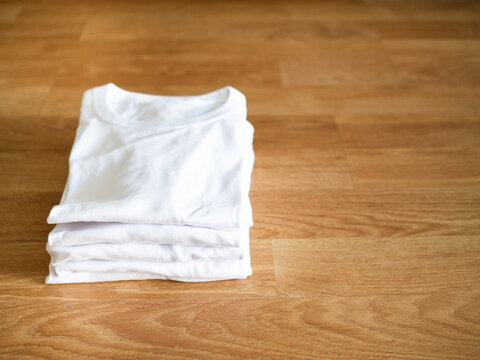 White folded T-shirt stack
