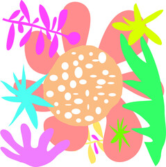 vector illustration of a natural. Abstract colourful lovely flowers and leaves pattern background. Creative cute floral hand drawn and doodles for your design.