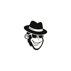 man with hat and sunglasses. monkey