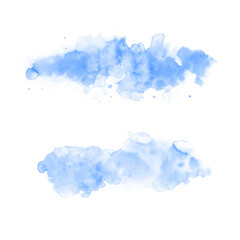 Fototapeta na wymiar Sky blue watercolor stains on a white background. Abstract painting for design. Paint blots