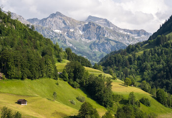 Obraz premium Summer in the Swiss Alps, mountain landscape, Flüeli-Ranft, Switzerland