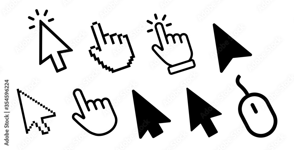 Poster vector cursors icons click set