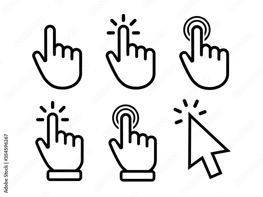 Poster vector hand cursors icons click set