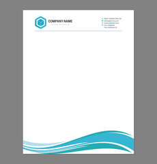 Blue Letterhead Template for Print with Logo