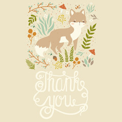 Cute fox for kids designs and nursery room decor. Cute poster or card design. Vector fox illustration