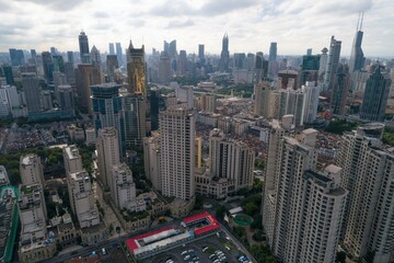Shanghai city in China aerial drone photo