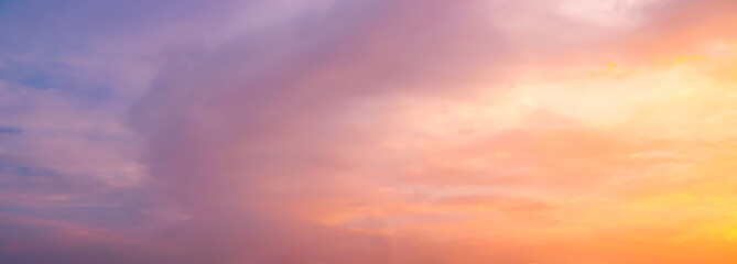 Fototapeta premium Beautiful dark orange sky evening beauty and Clouds at sunset , Panoramic scene view . Natural background 