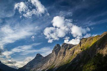 Mountains around Romsdalen valley. Sunny summer day.
