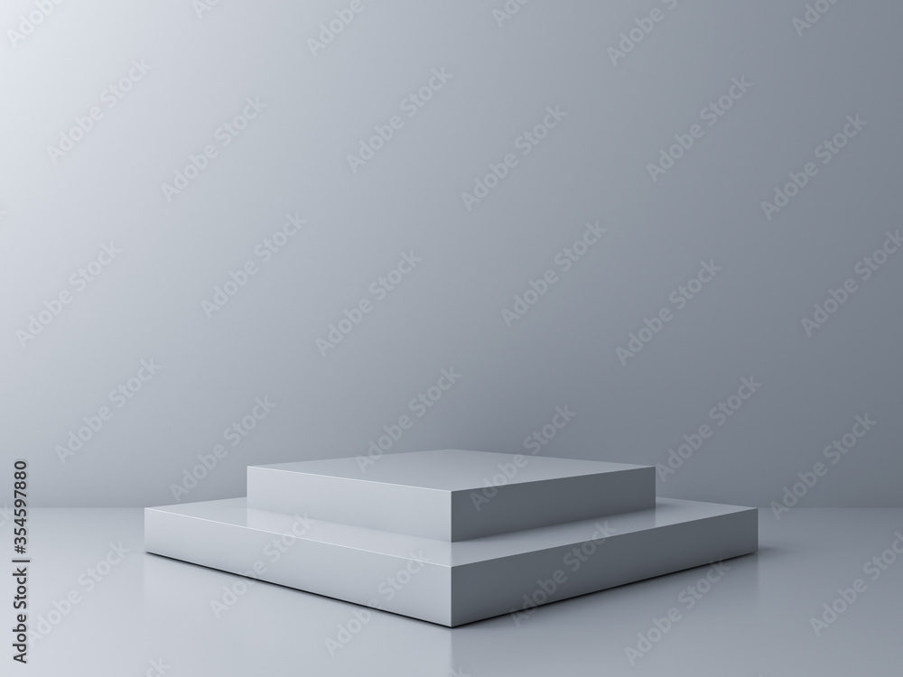 Leinwandbilder blank square podium stage isolated on gray background with shadows 3d rendering